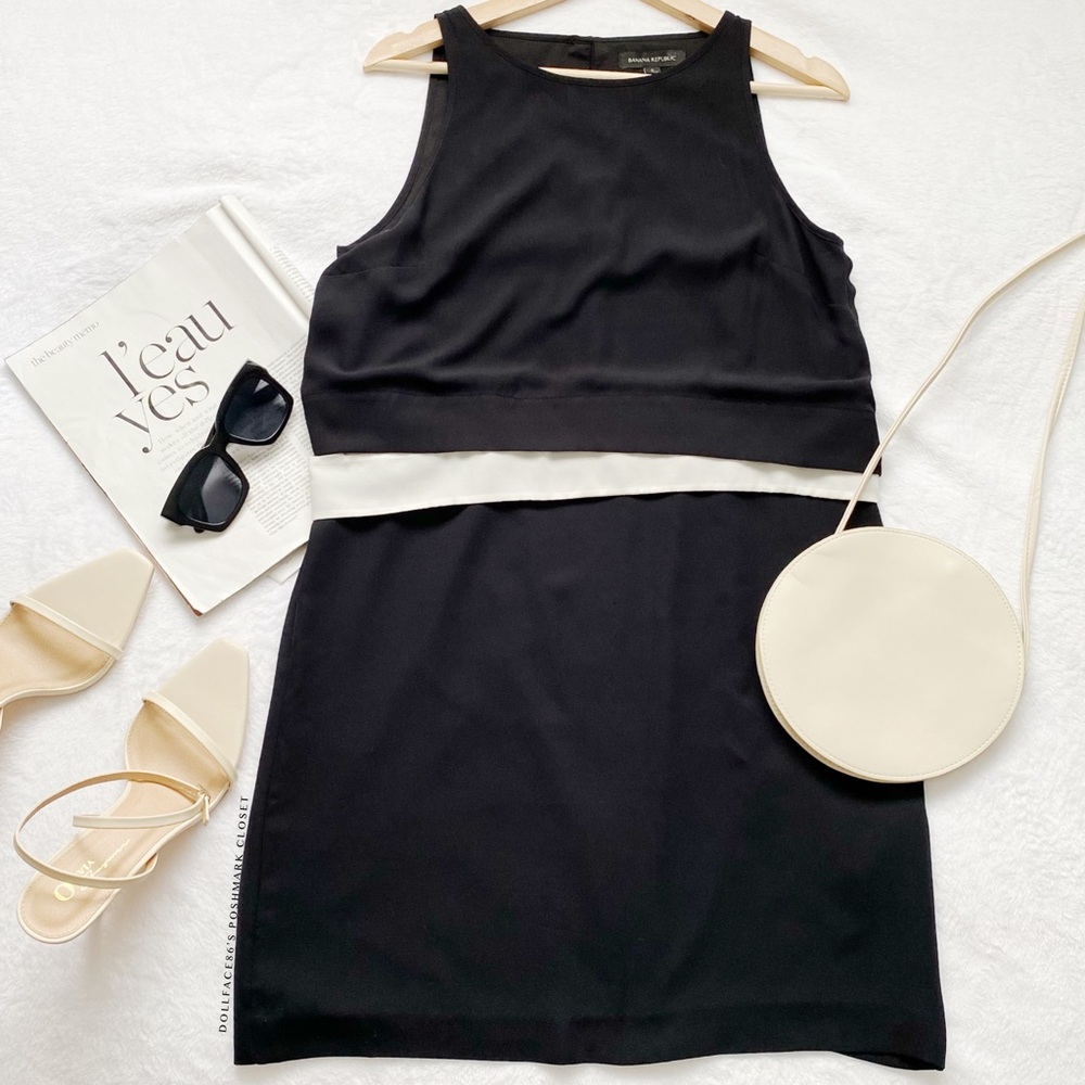 Banana Republic Vintage Style Black & Cream Layered Dress